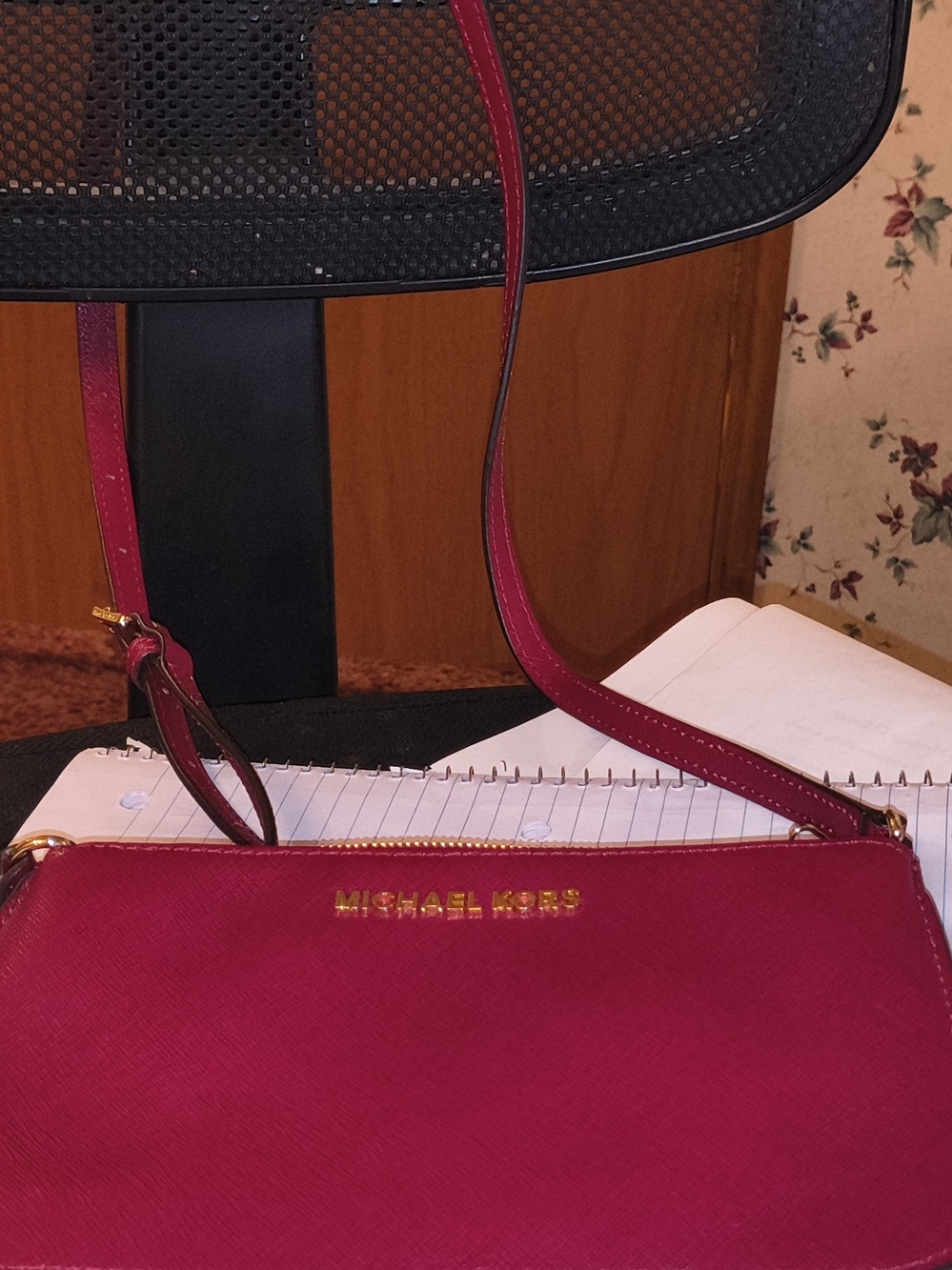 Michael Kors Hot Red Crossbody Bag with Gold Hardware